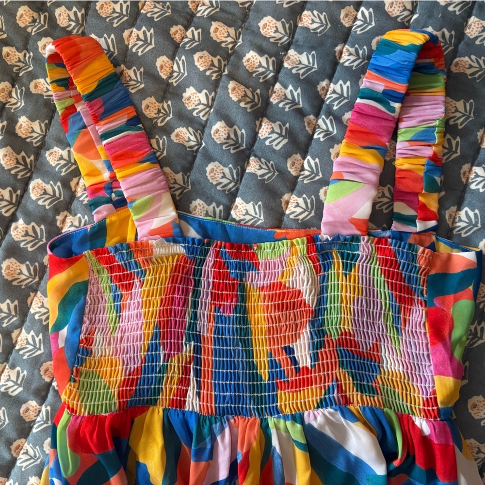 Show Me Your Mumu Just A Fling Dress Large Colorful Resort Dress Pockets - Picture 9 of 10